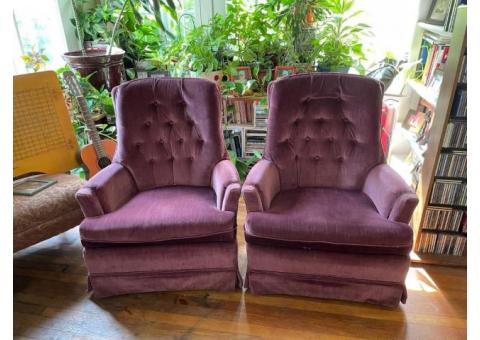 2 Comfortable chairs - Mauve/swivel  $10 each