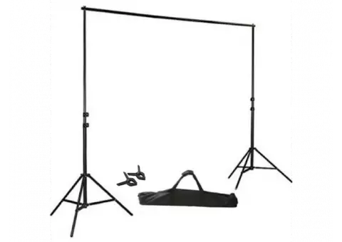 10FT Adjustable Crossbar Kit Wedding Photography Muslin Backdrop Stand + FREE Backdrops × 1